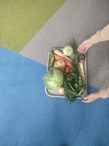 Na zdjęciu widać różne warzywa położone na tacy