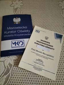 Zdjęcie dyplomu otrzymanego przez Panią dyrektor