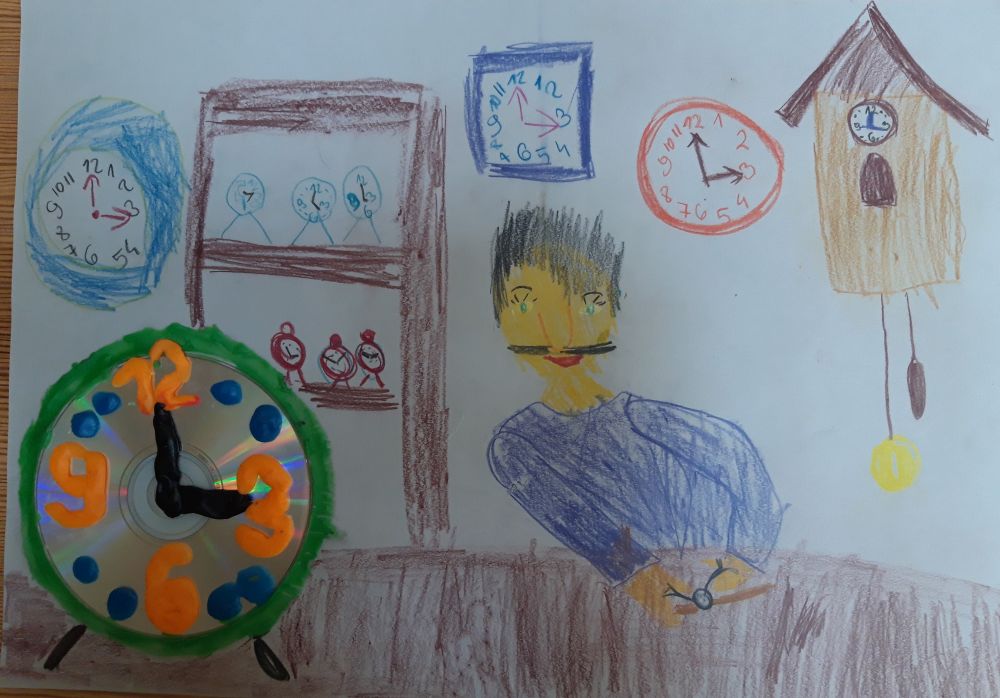 rysunek przedstawiający zawód zegarmistrza